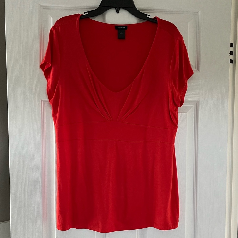 Ann Taylor Fire Orange Scoop-neck Blouse